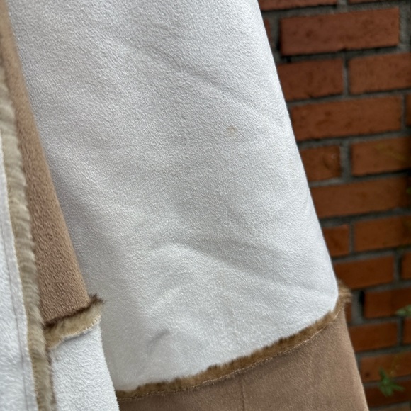 Royal Prestige Unisex Faux Suede Pimp Coat Patchwork Long Coat in Brown Cream - Picture 8 of 11